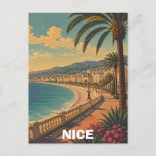 Cartão Postal Bela Nice França Promenade des Anglais Retro 