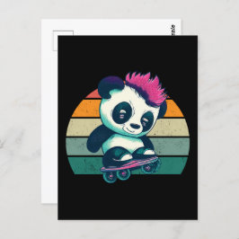 Cartão Postal Bela Panda Bela com Mohawk | Skater Panda