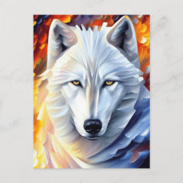 Cartão Postal Bela Pintura de Lobo Branco