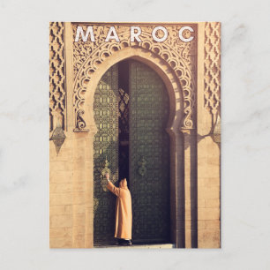 Cartão Postal Bela porta da arquitetura marraquexe marroquina