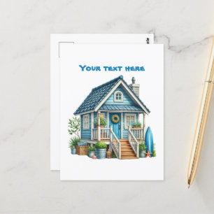 Cartão Postal Bela praia adiciona texto à praia