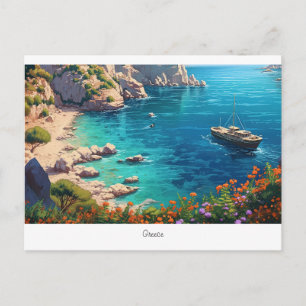 Cartão Postal Bela praia na Grécia