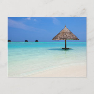 Cartão Postal Bela praia tropical nas Maldivas