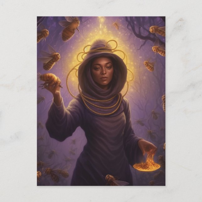 Cartão Postal Bela Protetora do Cartão-Postal das Abelhas de Mel (Frente)