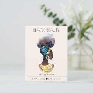 CARTÃO POSTAL BELA RAINHA NEGRA AFRICANA GRANDE NECKLACE DOURADO