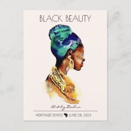 CARTÃO POSTAL BELA RAINHA NEGRA AFRICANA GRANDE NECKLACE DOURADO