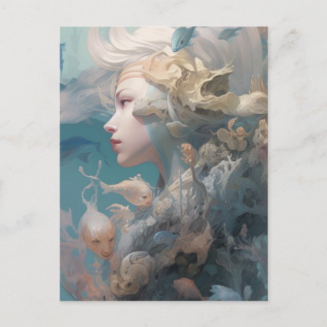 Cartão Postal Bela Senhora do Mar com Peixe (Frente)