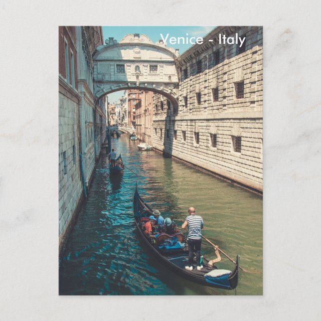 Cartão Postal Bela Veneza com cena de Gondola (Frente)