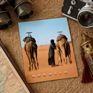 Cartão Postal Bela Viagem de Camelo pelo Deserto do Saara Marroc