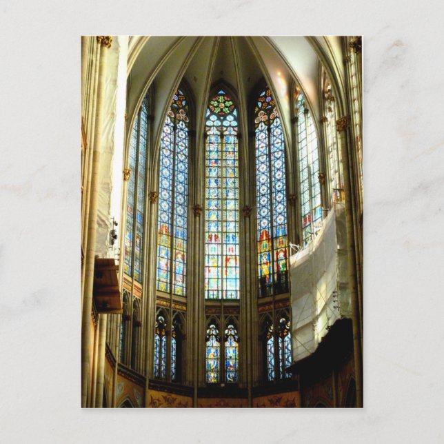 Cartão Postal Bela Vidro Preso na Catedral de Colônia (Frente)