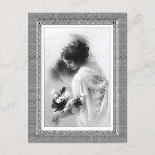 Cartão Postal Bela Vintage - Buquê - em preto e branco