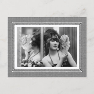 Cartão Postal Bela Vintage - Reflexão - em preto e branco