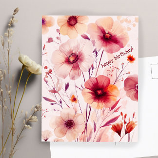 Cartão Postal Belas Flores Silvestres FLORES FELIZ ANIVERSÁRIO