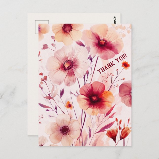 Cartão Postal Belas Flores Silvestres FLORES OBRIGADO (Frente/Verso)