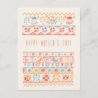 Cartão Postal Belas-Mãos, Aves Desenhadas Flores Feliz dia de as