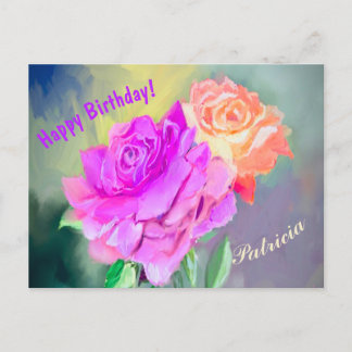 Cartão Postal Belas rosas pintadas à mão para ocasiões especiais