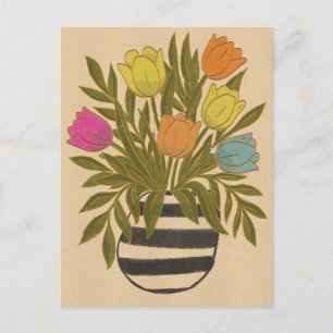 Cartão Postal Belas Tulipas Vintage