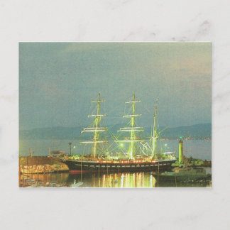 Cartão Postal Belem na Rua Raphael, navio francês à vela,