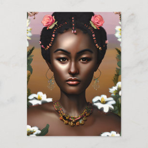 Cartão Postal Beleza Afro-Americana Arte de IA