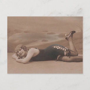 Cartão Postal Beleza balnear! Menina Pócia da Boneca de 1920 Po