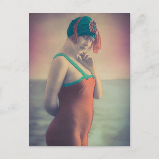 Cartão Postal Beleza balnear! Risque de menina rapper de 1920 (Frente)