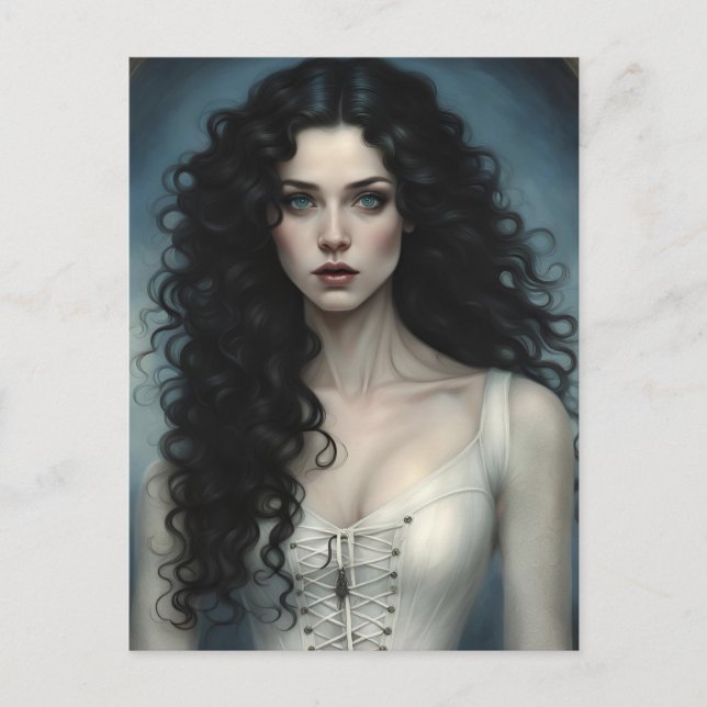 Cartão Postal Beleza cabeleira de Raven (Frente)