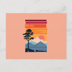Cartão Postal Beleza da Natureza Montanha Pôr do Sol Retro Wande