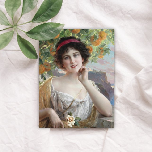 Cartão Postal Beleza debaixo da árvore laranja por Émile Vernon (Criador carregado)