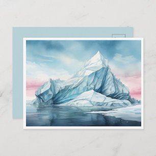 Cartão Postal Beleza Glacial, Iceberg Watercolor
