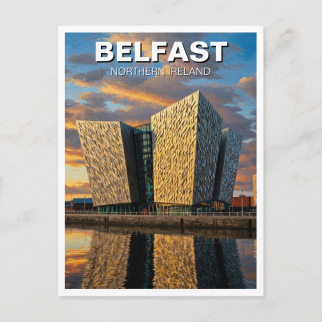 Cartão Postal Belfast Norte Ireland Viagem Sunset (Frente)