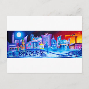 Cartão Postal Belfast Panorâmica com marcas de referência famo