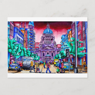 Cartão Postal Belfast - Royal Avenue, com sede na Câmara Municip
