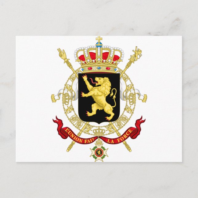 Cartão Postal Bélgica Emblem Casaco de Braços - Armoaques Belgiq (Frente)