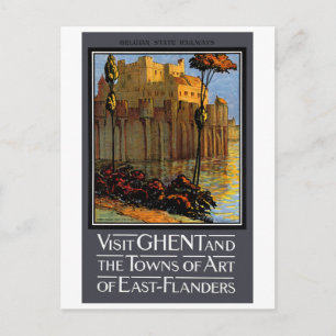 Cartão Postal Bélgica Viagens vintage de Poster Ghent Restaurada