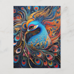 Cartão Postal Belíssima Arte Peacock Novo Antigo