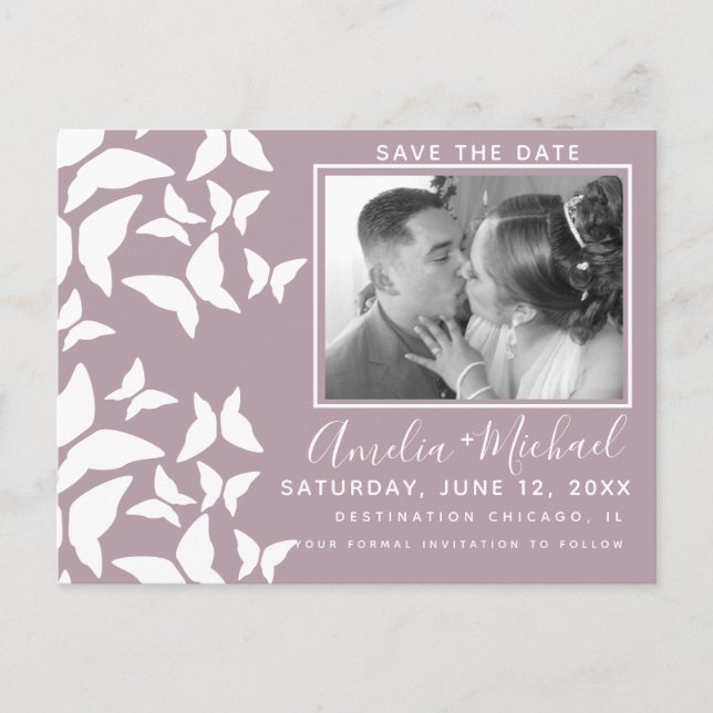 Cartão Postal Belíssima Foto Blush White Mariposas (Frente)