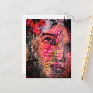Cartão Postal belíssimo e colorido rosto abstrato em mídia mista