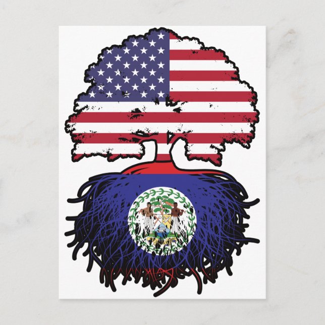 Cartão Postal Belize Belizean American Tree Roots Flag (Frente)