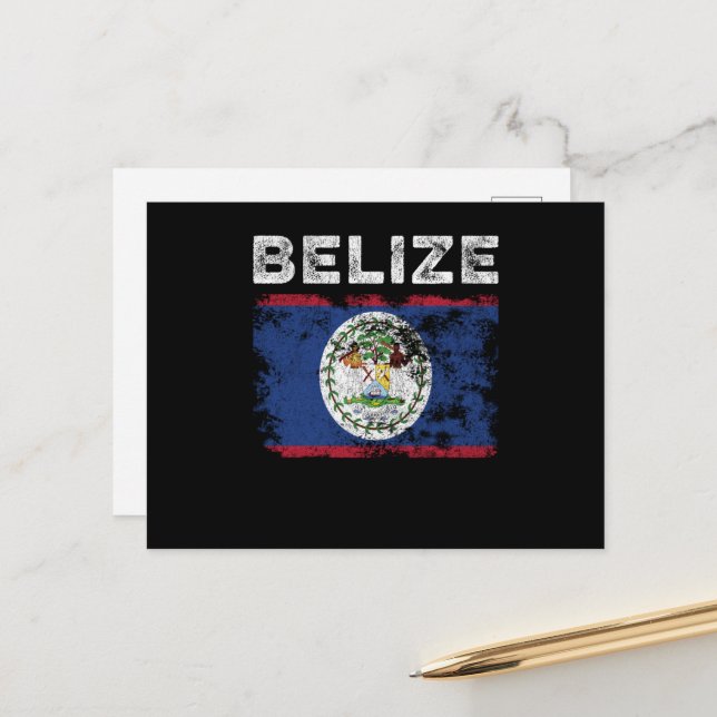Cartão Postal Belize Flag Distressed - Belizean Flag (Frente/Verso In Situ)