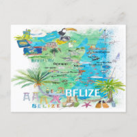 Belize o Mapa de Viagem Ilustrado do Caribe com Es