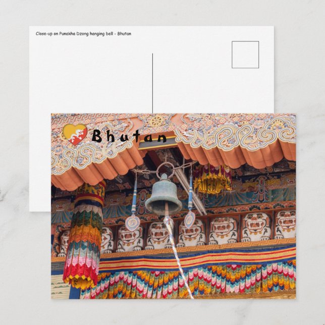 Cartão Postal Bell em Punakha Dzong - Butão, Himalaya, Ásia (Frente/Verso)