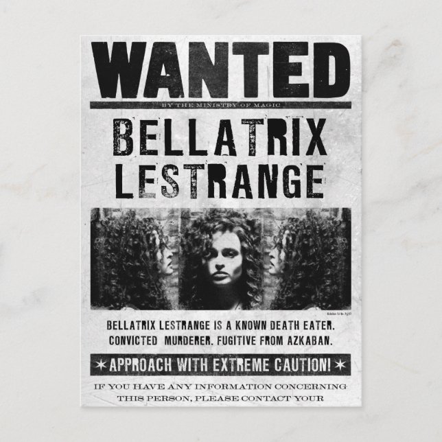 Cartão Postal Bellatrix Lestrange Poster (Frente)