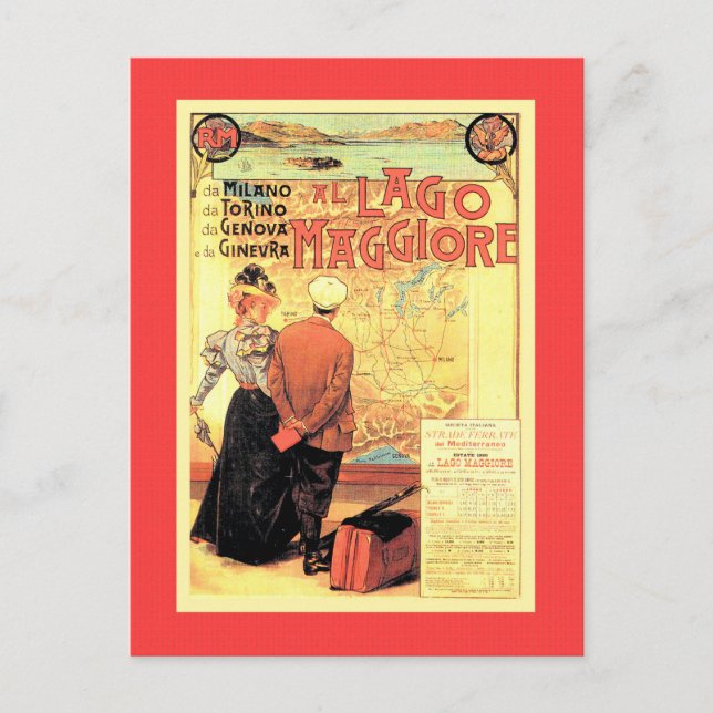 Cartão Postal Belle époque 1899 poster de viagens Ferroviário It (Frente)