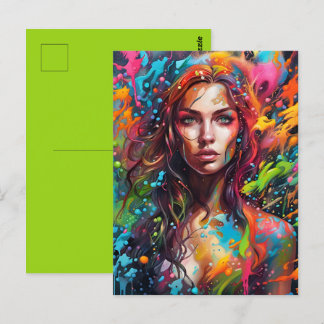 Cartão Postal Belle femme en peinture