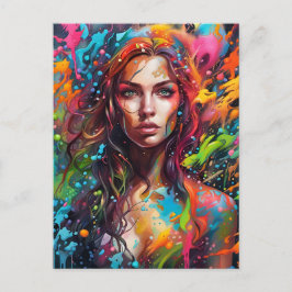 Cartão Postal Belle femme en peinture
