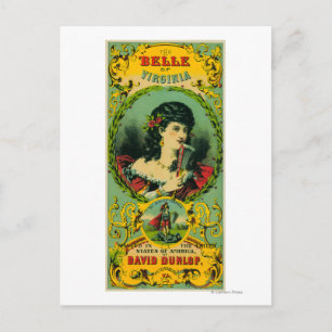 Cartão Postal Belle of Virginia Cigarro Label Petersburg, VA