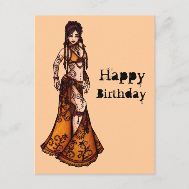 Cartão Postal Belly Dancer Birthday Cards (Frente)