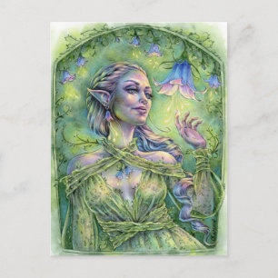 Cartão Postal Bellz Postcard Fae Elf Green Forest Flower Fantasy