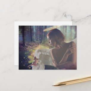 Cartão Postal Belo Anjo com a Fada Fantasy Art