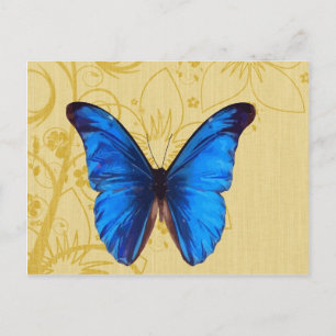 Cartão Postal Belo Blue Butterfly Vintage art